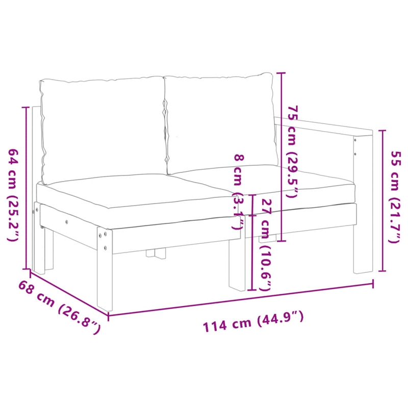 vidaXL 4 Piece Solid Acacia Wood Sofa Set in White/Cream/Natural