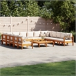 vidaXL 10 Piece Solid Acacia Wood Sofa Set in White/Cream/Natural