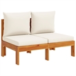 vidaXL 10 Piece Solid Acacia Wood Sofa Set in White/Cream/Natural