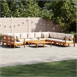 vidaXL 9 Piece Solid Acacia Wood Sofa Set in White/Cream/Natural