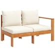 vidaXL 9 Piece Solid Acacia Wood Sofa Set in White/Cream/Natural