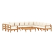 vidaXL 9 Piece Solid Acacia Wood Sofa Set in White/Cream/Natural