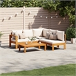 vidaXL 4 Piece Solid Acacia Wood Sofa Set in White/Cream