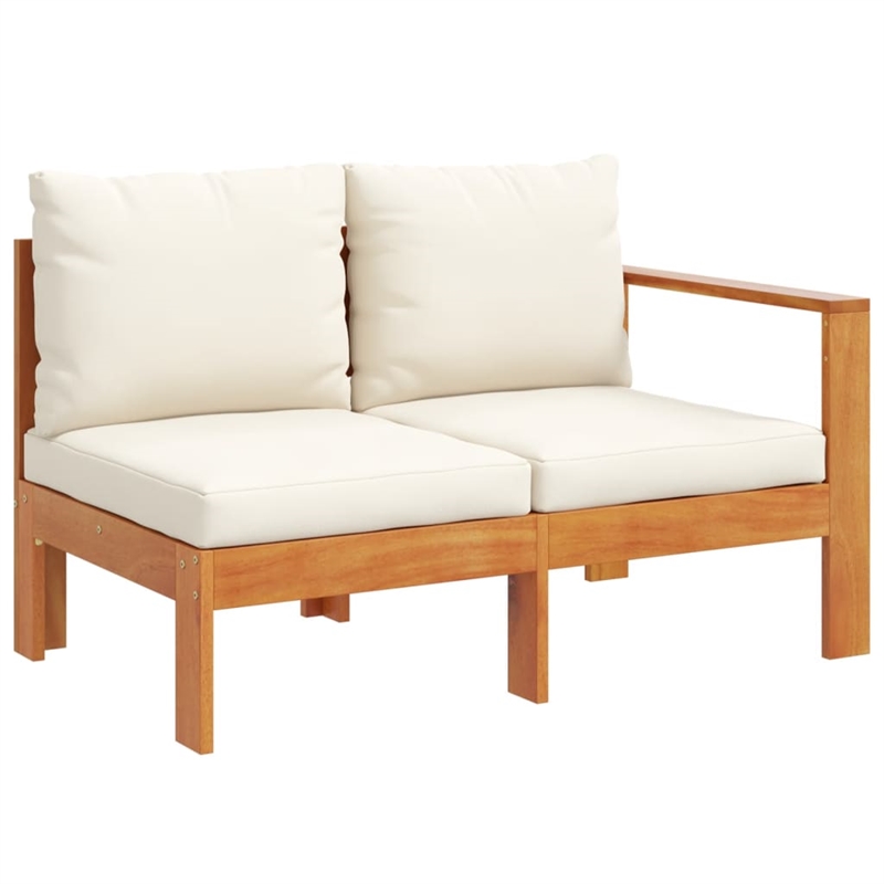 vidaXL 4 Piece Solid Acacia Wood Sofa Set in White/Cream