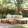 vidaXL 6 Piece Solid Acacia Wood Sofa Set in White/Cream/Natural