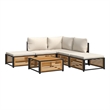 vidaXL 6 Piece Solid Acacia Wood Sofa Set in White/Cream/Natural