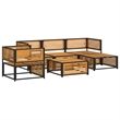 vidaXL 6 Piece Solid Acacia Wood Sofa Set in White/Cream/Natural