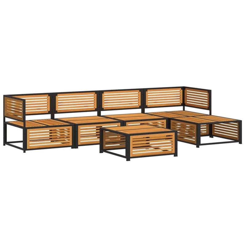vidaXL 6 Piece Solid Acacia Wood Sofa Set in White/Cream