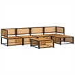 vidaXL 6 Piece Solid Acacia Wood Sofa Set in White/Cream