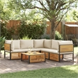 vidaXL 6 Piece Solid Acacia Wood Sofa Set in White/Cream