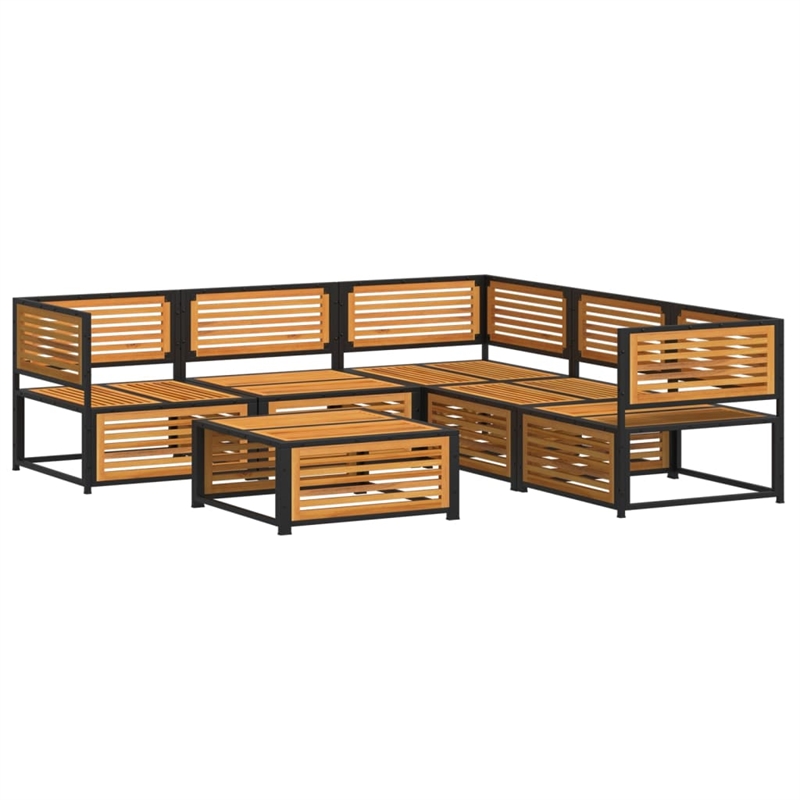 vidaXL 6 Piece Solid Acacia Wood Sofa Set in White/Cream