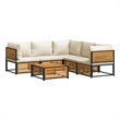 vidaXL 6 Piece Solid Acacia Wood Sofa Set in White/Cream