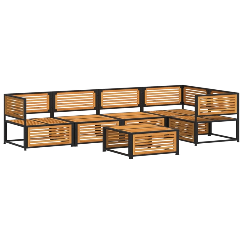 vidaXL 6 Piece Solid Acacia Wood Large Sofa Set in White/Cream