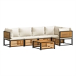 vidaXL 6 Piece Solid Acacia Wood Large Sofa Set in White/Cream