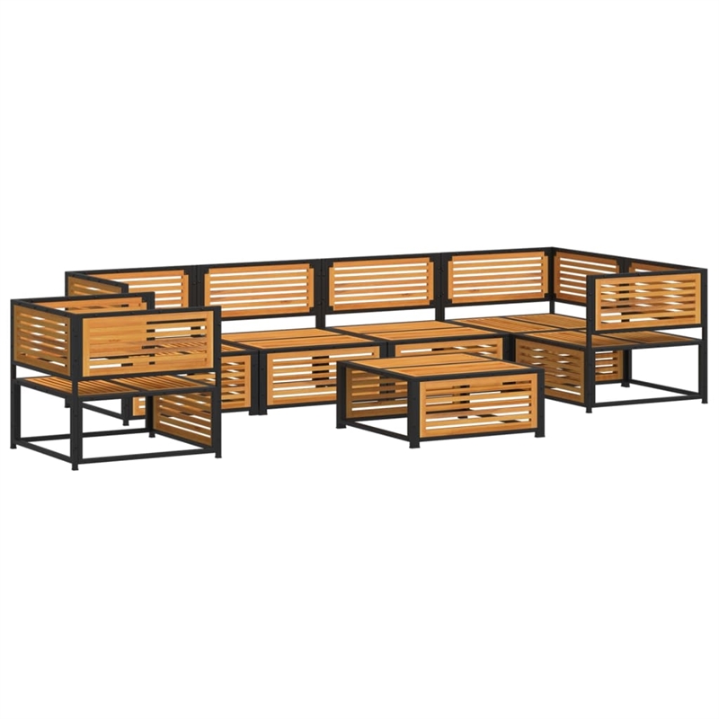 vidaXL 7 Piece Solid Acacia Wood Sofa Set in White/Cream