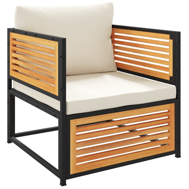 vidaXL 7 Piece Solid Acacia Wood Sofa Set in White/Cream