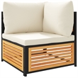 vidaXL 7 Piece Solid Acacia Wood Sofa Set in White/Cream
