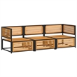 vidaXL 3 Piece Solid Acacia Wood Sofa Set in White/Cream