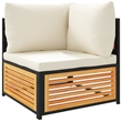 vidaXL Solid Acacia Wood Sofa Set in White/Brown/Cream