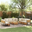 vidaXL 9 Piece Solid Acacia Wood Small Sofa Set in White/Cream/Natural