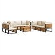 vidaXL 9 Piece Solid Acacia Wood Small Sofa Set in White/Cream/Natural