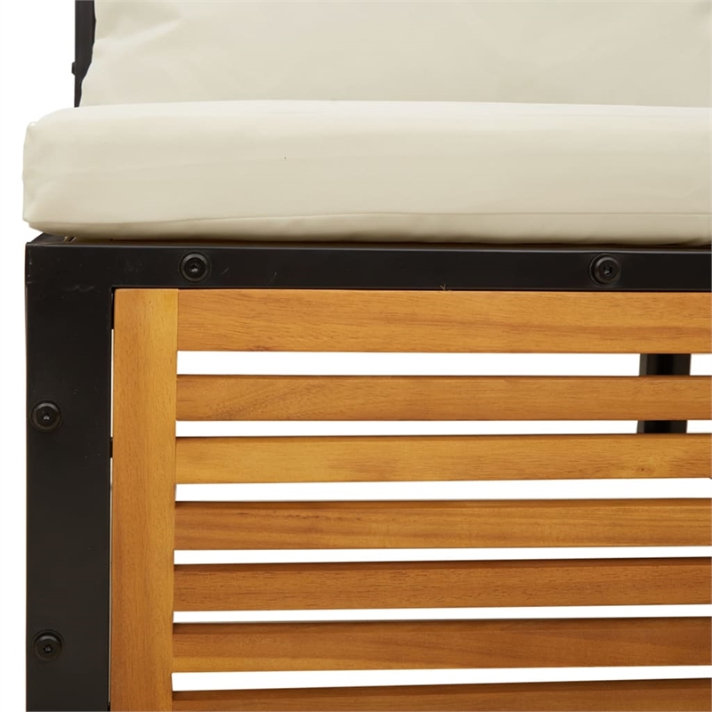 vidaXL 11 Piece Solid Acacia Wood Sofa Set in White/Cream/Natural