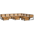 vidaXL 11 Piece Solid Acacia Wood Sofa Set in White/Cream/Natural