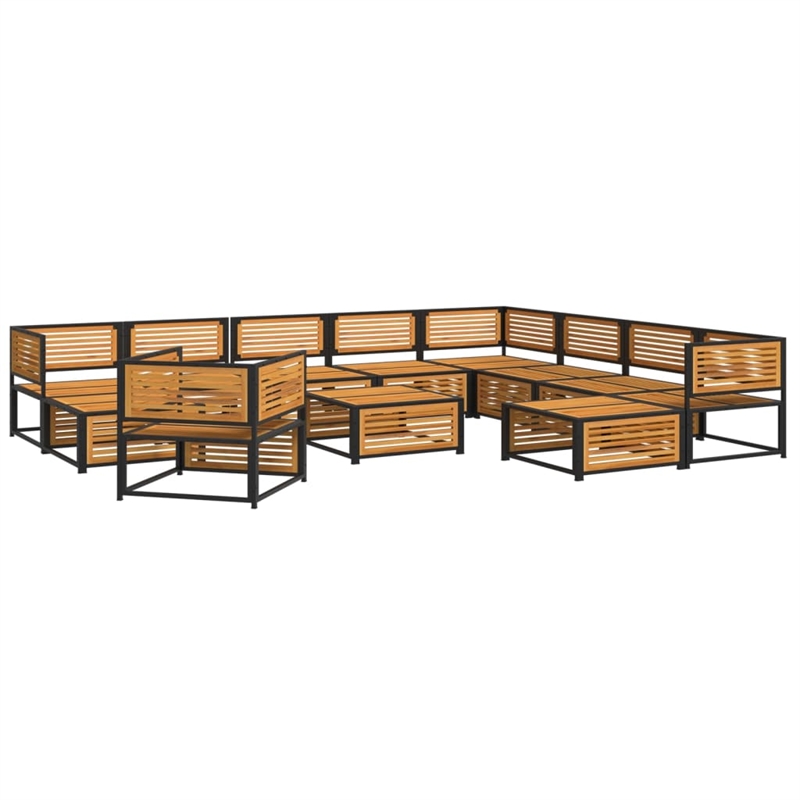 vidaXL 12 Piece Solid Acacia Wood Sofa Set in White/Cream