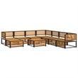 vidaXL 9 Piece Solid Acacia Wood Sofa Set in White/Cream