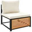 vidaXL 9 Piece Solid Acacia Wood Sofa Set in White/Cream