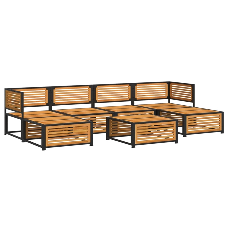 vidaXL 7 Piece Solid Acacia Wood Sofa Set in White/Cream/Natural