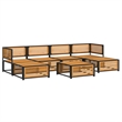 vidaXL 7 Piece Solid Acacia Wood Sofa Set in White/Cream/Natural