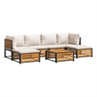 vidaXL 7 Piece Solid Acacia Wood Sofa Set in White/Cream/Natural