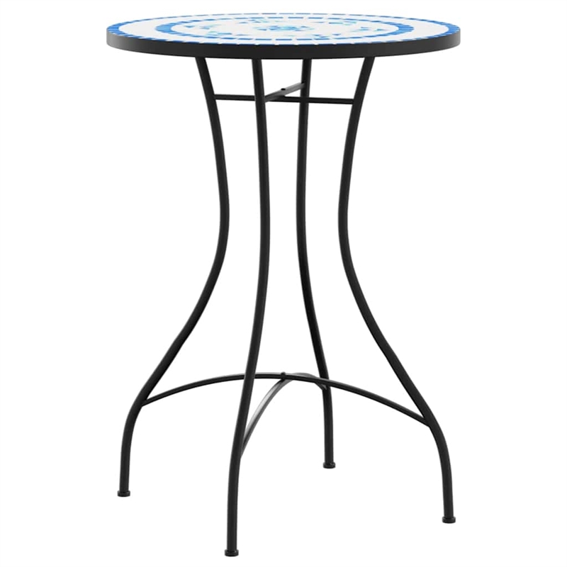 vidaXL Powder-Coated Iron Small Bistro Set in White/Blue