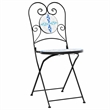 vidaXL Powder-Coated Iron Small Bistro Set in White/Blue