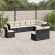 vidaXL 10 Piece Steel Sofa Set in Black/White/Cream