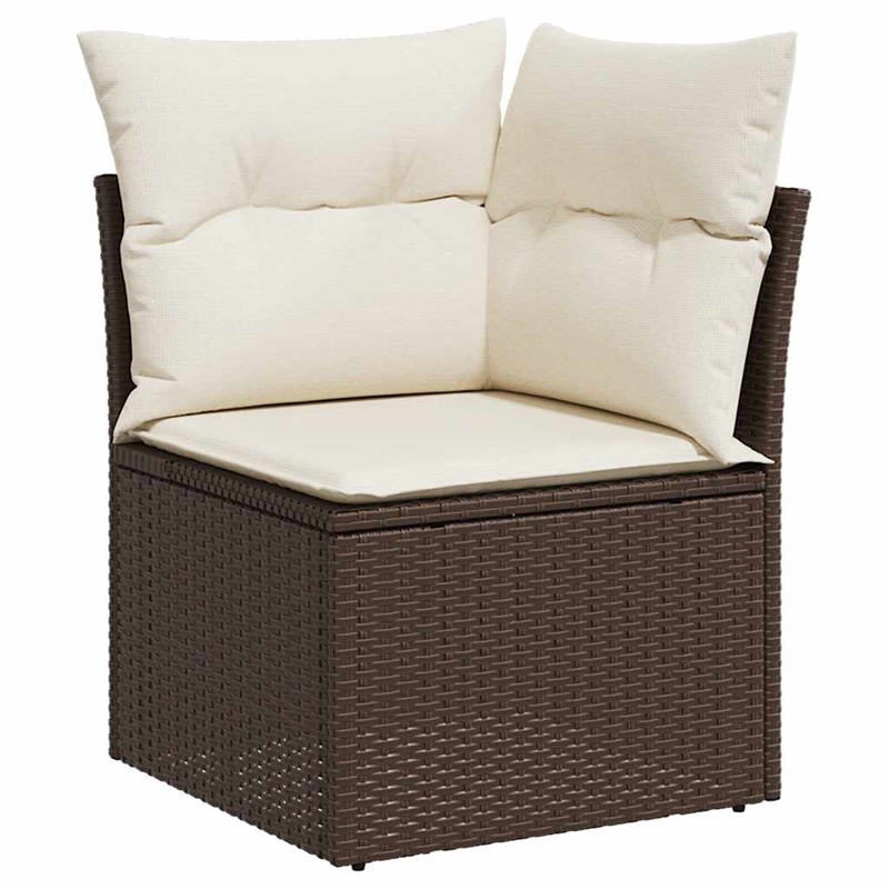 vidaXL 6 Piece Poly Rattan Sofa Set in White/Brown/Cream