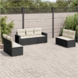 vidaXL 7 Piece Steel Sofa Set in Black/White/Cream