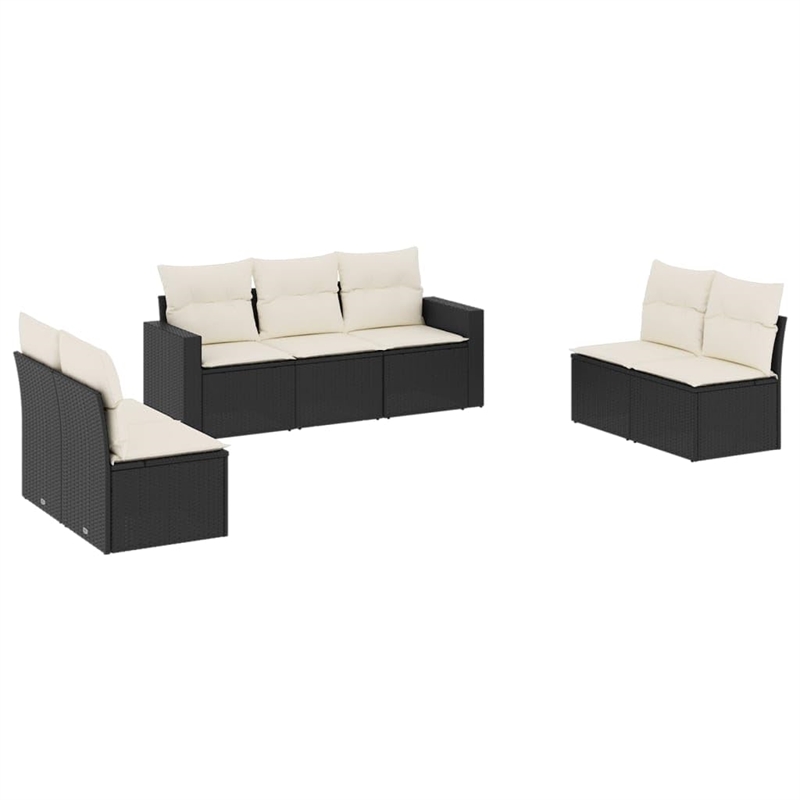 vidaXL 7 Piece Steel Sofa Set in Black/White/Cream