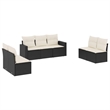 vidaXL 7 Piece Steel Sofa Set in Black/White/Cream