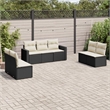 vidaXL 7 Piece Steel Sofa Set in Black/White/Cream