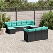 vidaXL 10 Piece Steel Patio Sofa Set in Black/Blue