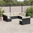 vidaXL 11 Piece Steel Sofa Set in Black/White/Cream