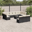 vidaXL 14 Piece Steel Sofa Set in Black/White/Cream