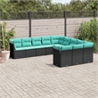 vidaXL 11 Piece Steel Patio Sofa Set in Black/Blue