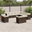 vidaXL 13 Piece Steel Sofa Set in White/Brown/Cream