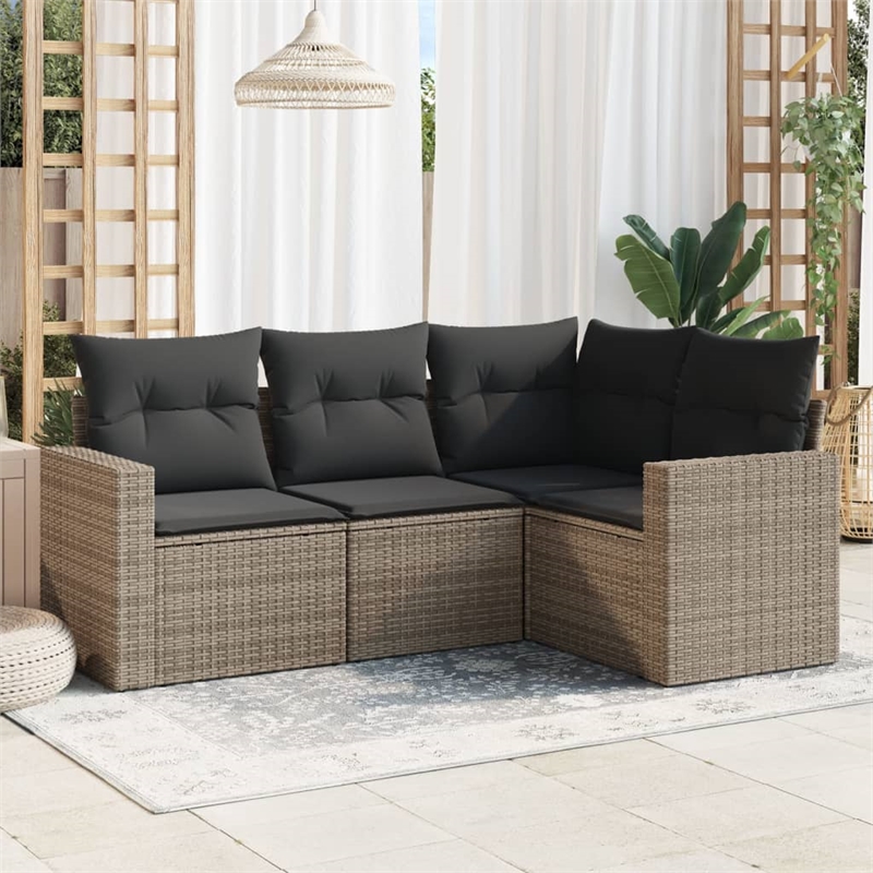vidaXL 4 Piece Steel Sofa Set in Gray