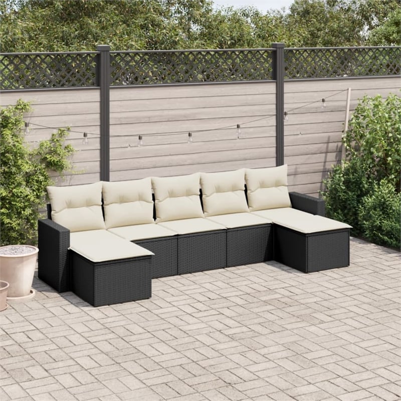 vidaXL 7 Piece Steel Sofa Set in Black/White/Cream