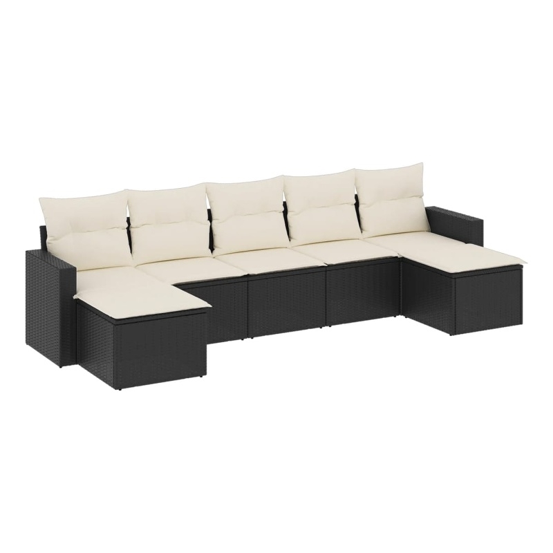 vidaXL 7 Piece Steel Sofa Set in Black/White/Cream