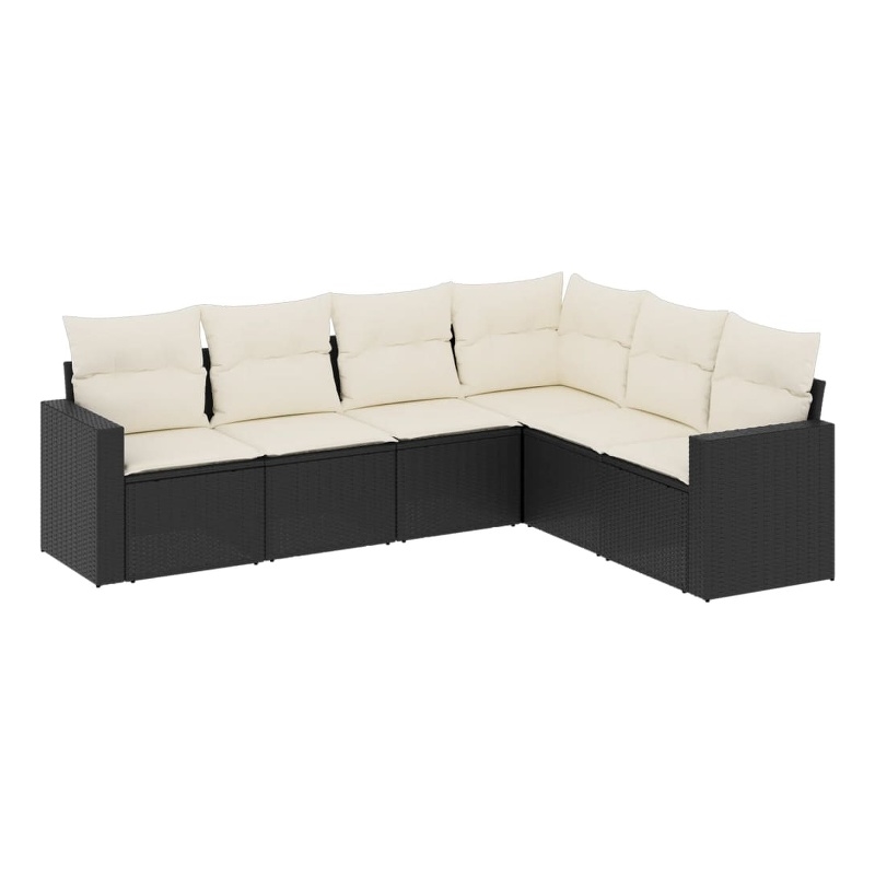 vidaXL 6 Piece Steel Sofa Set in Black/White/Cream